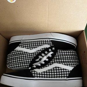 Women's Gingham Black and White Ward Hi High-top Shoes Size 9.5 Like New